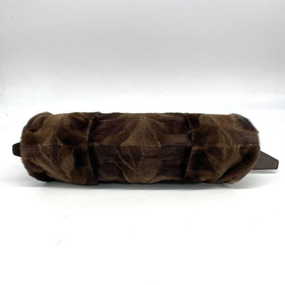 TOD'S Shoulder Bag Purse Fur Leather Brown Authentic