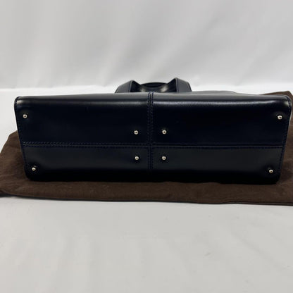 TOD'S Hand Shoulder Bag Tote Purse 2way Leather Navy Authentic