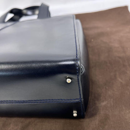 TOD'S Hand Shoulder Bag Tote Purse 2way Leather Navy Authentic