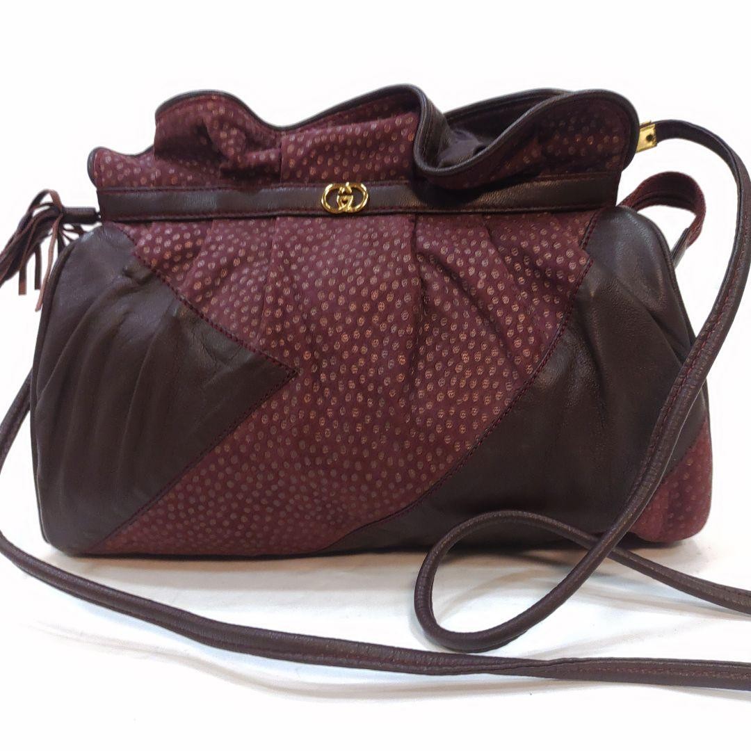 GUCCI Shoulder Bag Purse Interlocking G Leather Bordeaux Authentic