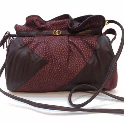 GUCCI Shoulder Bag Purse Interlocking G Leather Bordeaux Authentic
