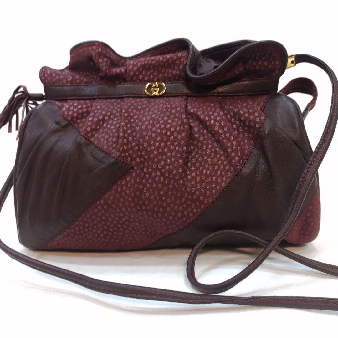 GUCCI Shoulder Bag Purse Interlocking G Leather Bordeaux Authentic
