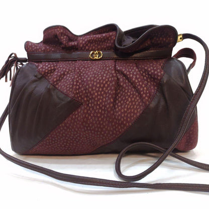 GUCCI Shoulder Bag Purse Interlocking G Leather Bordeaux Authentic