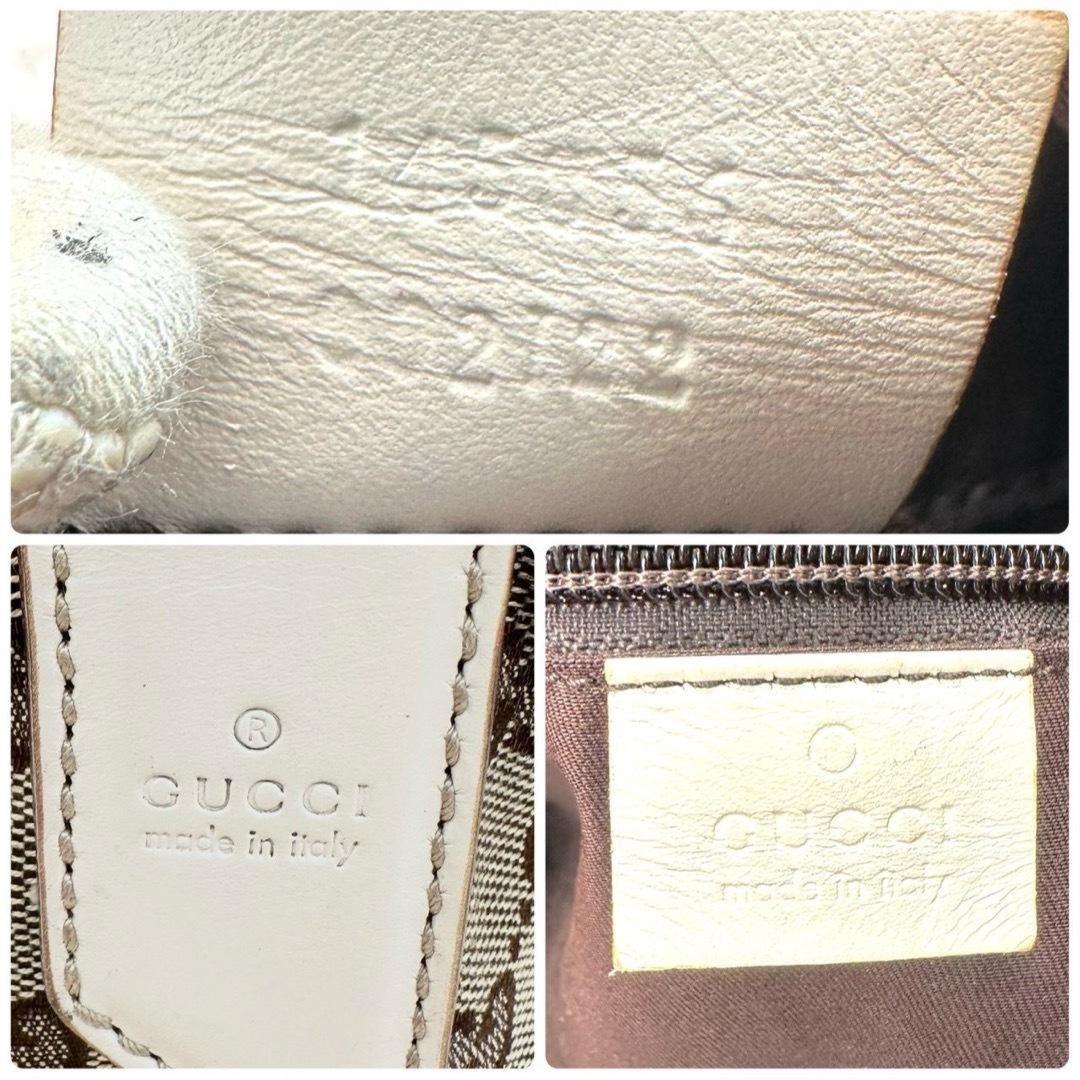 GUCCI Shoulder Bag Purse GG Canvas Leather Beige White Authentic