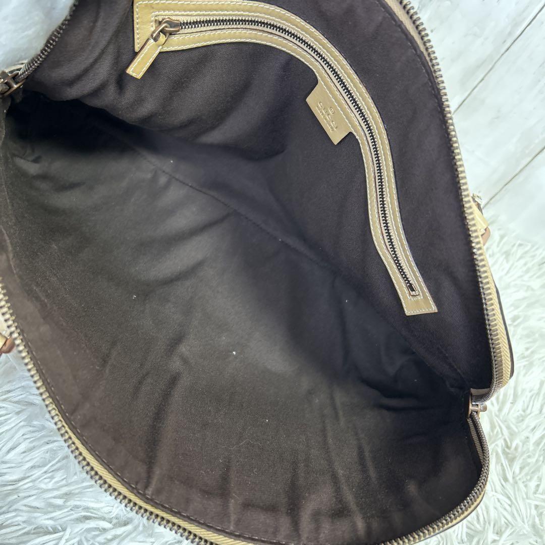 GUCCI Hand Bag Tote Purse Boston Bag Interlocking Leather Brown Authentic