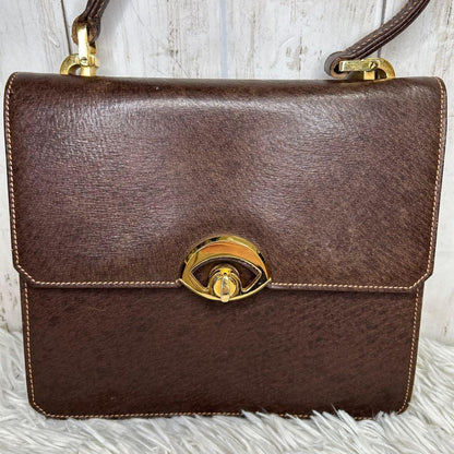 GUCCI Hand Bag Tote Purse OLD Leather Brown Authentic