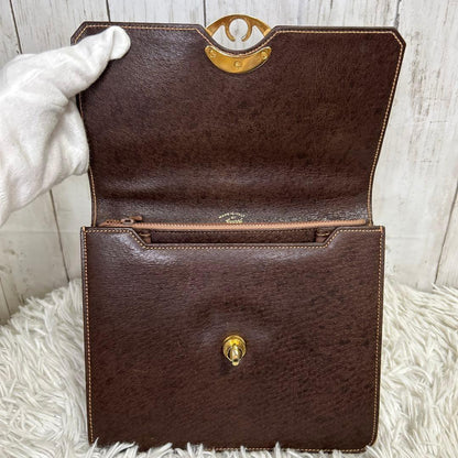 GUCCI Hand Bag Tote Purse OLD Leather Brown Authentic