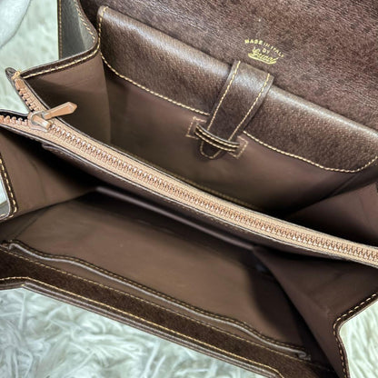 GUCCI Hand Bag Tote Purse OLD Leather Brown Authentic