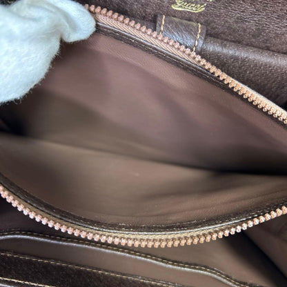 GUCCI Hand Bag Tote Purse OLD Leather Brown Authentic