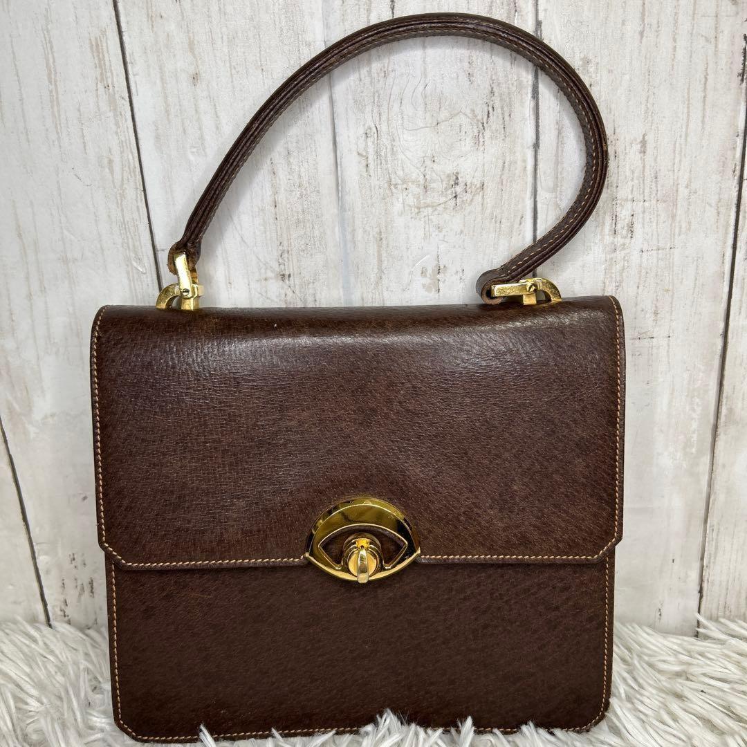 GUCCI Hand Bag Tote Purse OLD Leather Brown Authentic