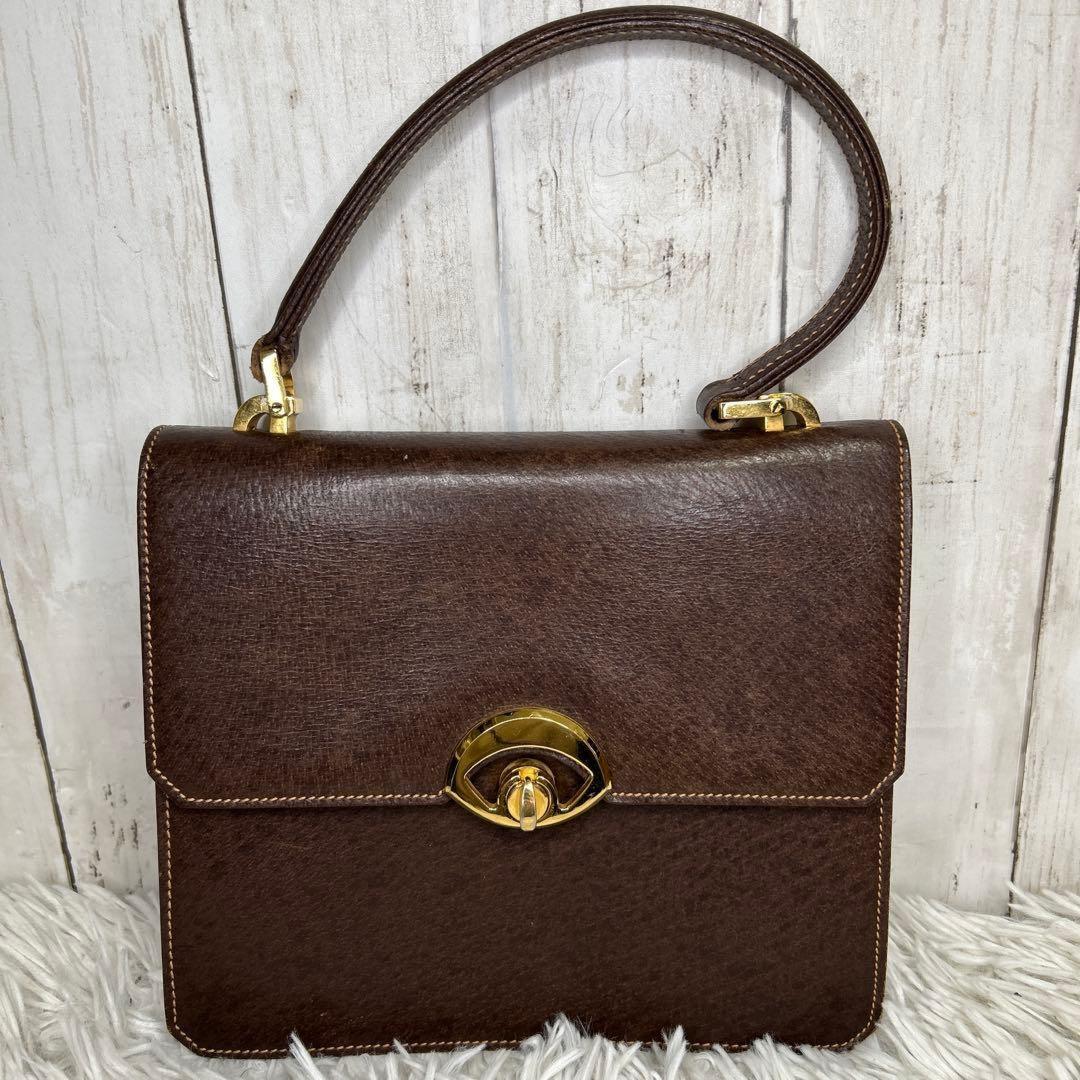 GUCCI Hand Bag Tote Purse OLD Leather Brown Authentic