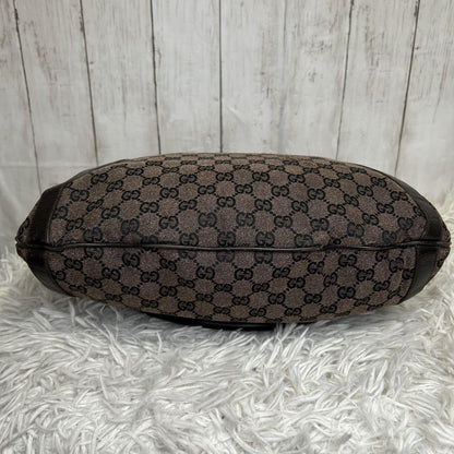 GUCCI Hand Shoulder Bag Tote Purse GG Supreme Leather Brown Authentic