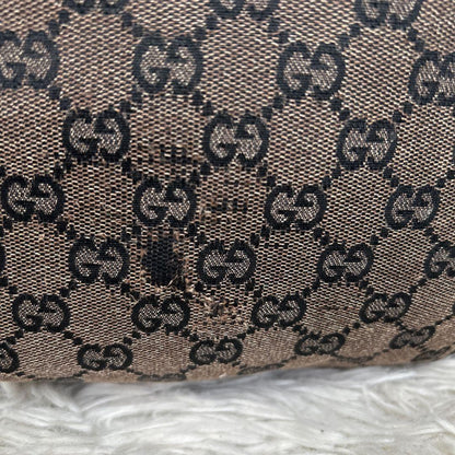 GUCCI Hand Shoulder Bag Tote Purse GG Supreme Leather Brown Authentic