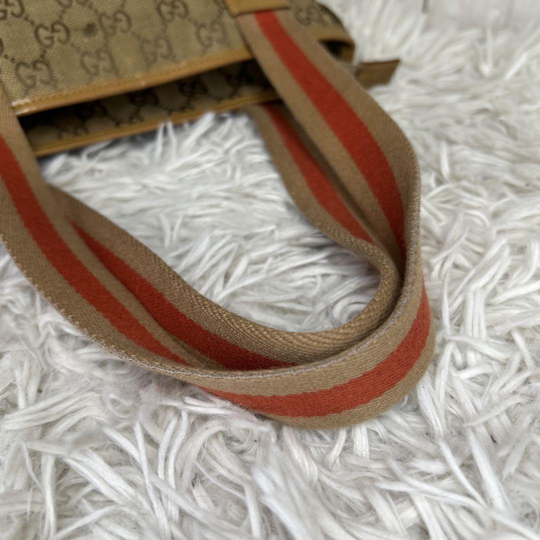 GUCCI Hand Bag Tote Purse GG Canvas Leather Brown Authentic