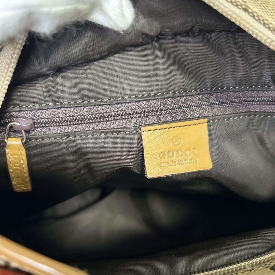GUCCI Hand Bag Tote Purse GG Canvas Leather Brown Authentic