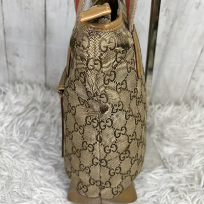 GUCCI Hand Bag Tote Purse GG Canvas Leather Brown Authentic