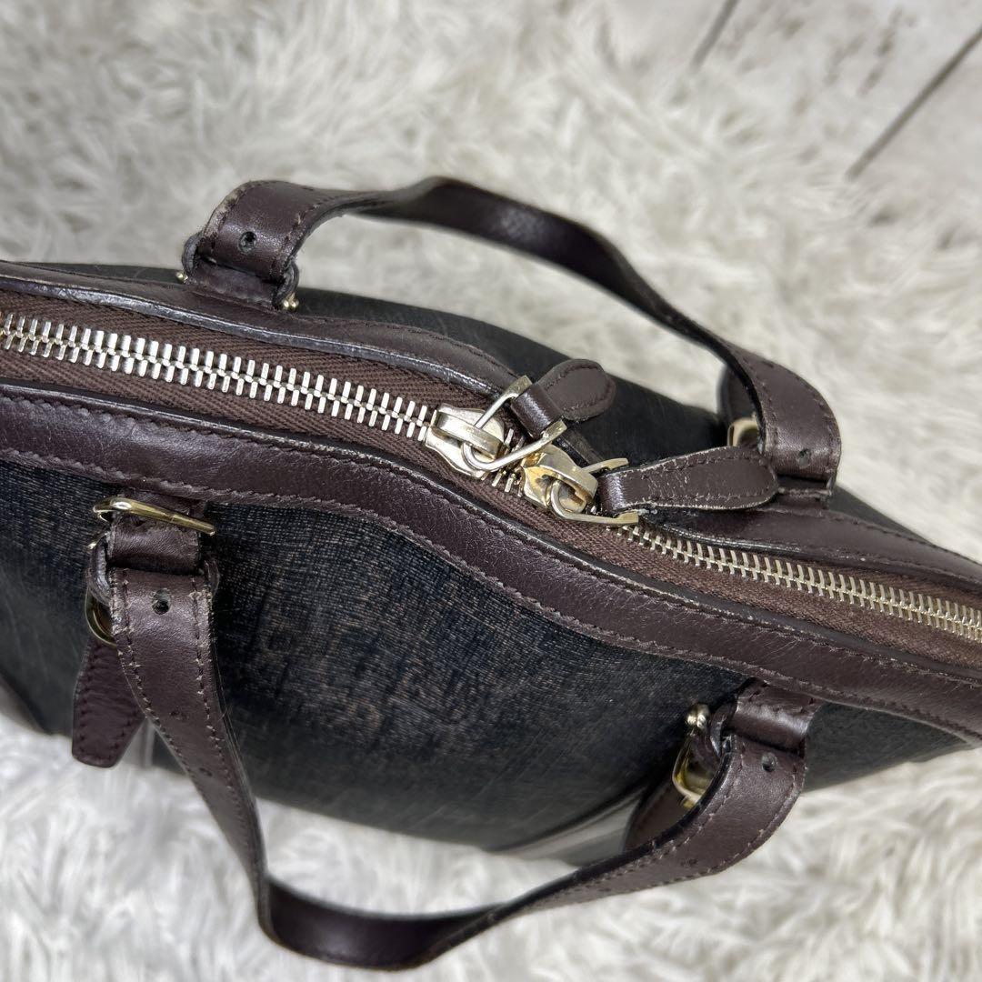 GUCCI Hand Bag Tote Purse GG Supreme Leather Brown Authentic