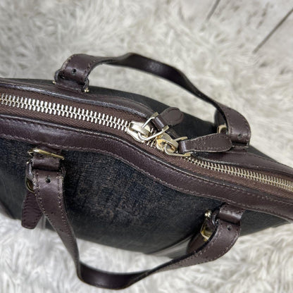 GUCCI Hand Bag Tote Purse GG Supreme Leather Brown Authentic