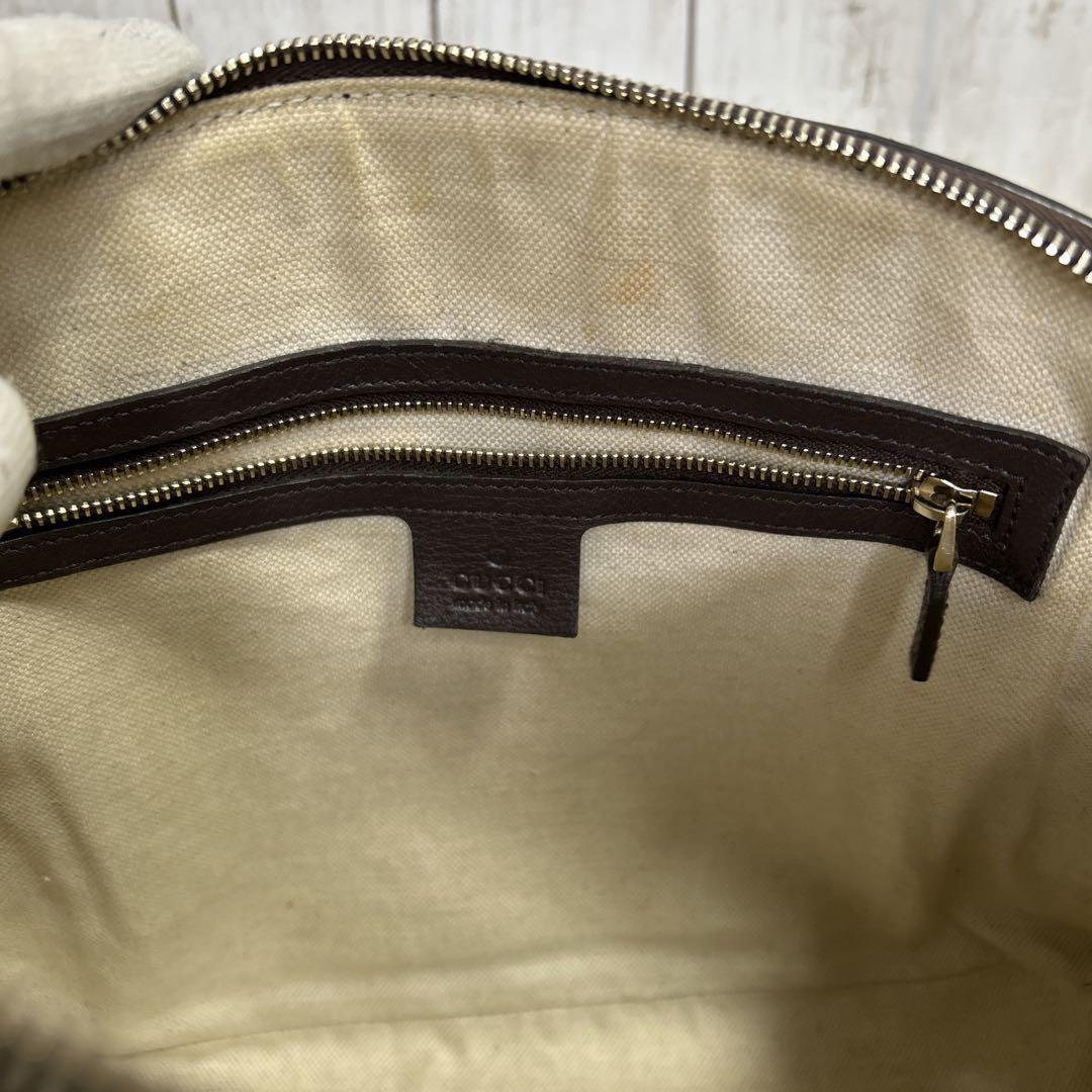 GUCCI Hand Bag Tote Purse GG Supreme Leather Brown Authentic