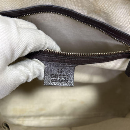GUCCI Hand Bag Tote Purse GG Supreme Leather Brown Authentic