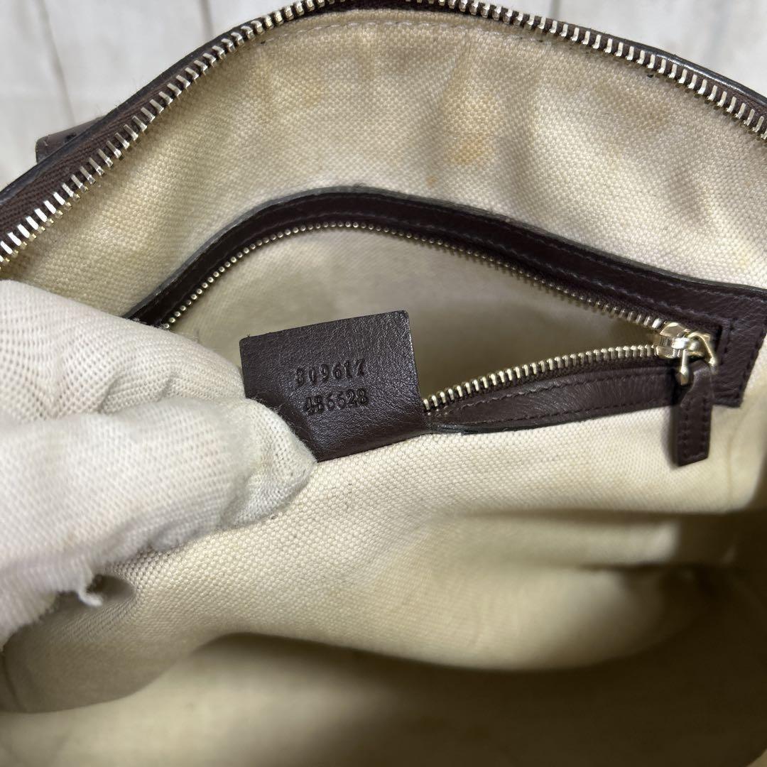 GUCCI Hand Bag Tote Purse GG Supreme Leather Brown Authentic