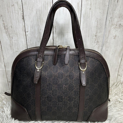 GUCCI Hand Bag Tote Purse GG Supreme Leather Brown Authentic