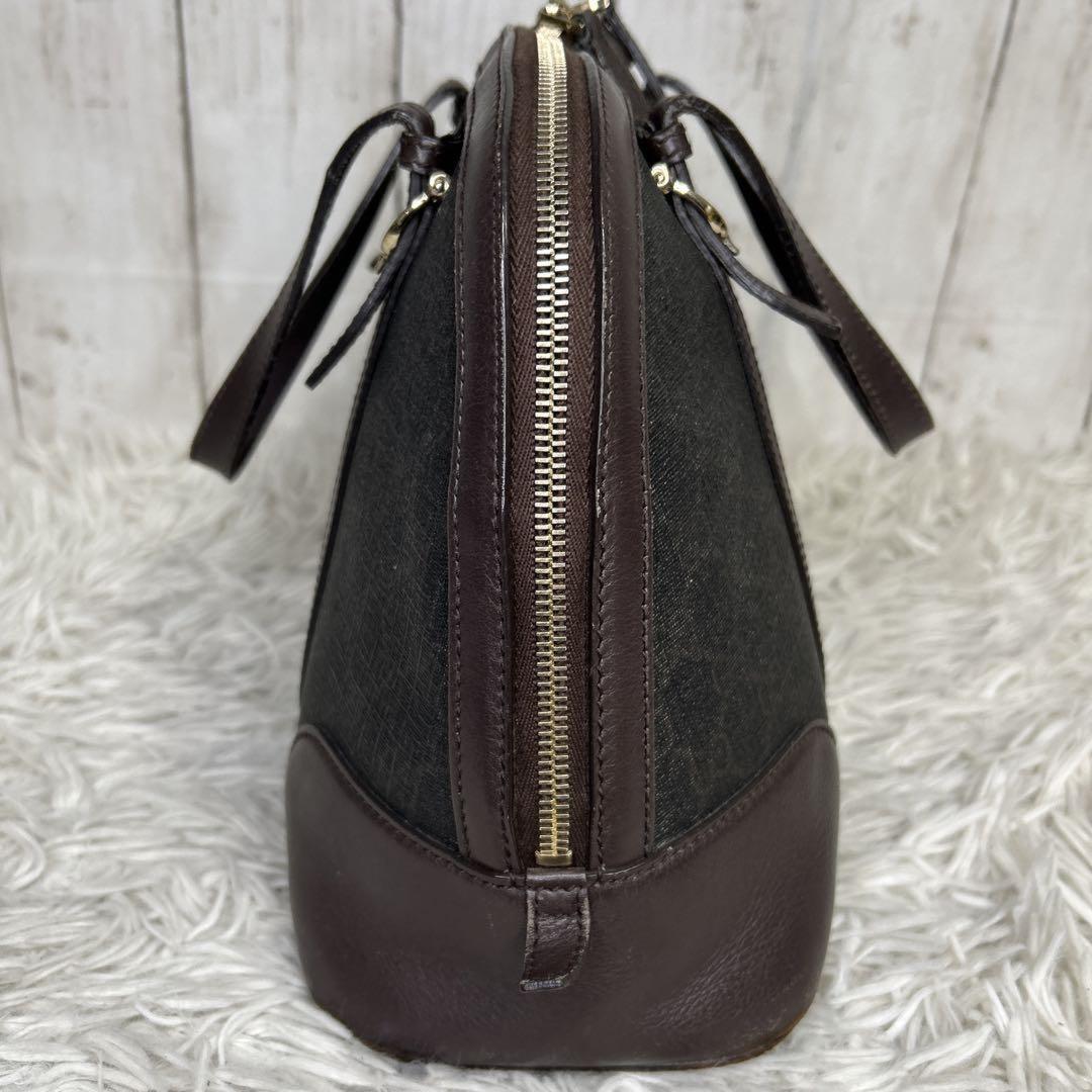 GUCCI Hand Bag Tote Purse GG Supreme Leather Brown Authentic