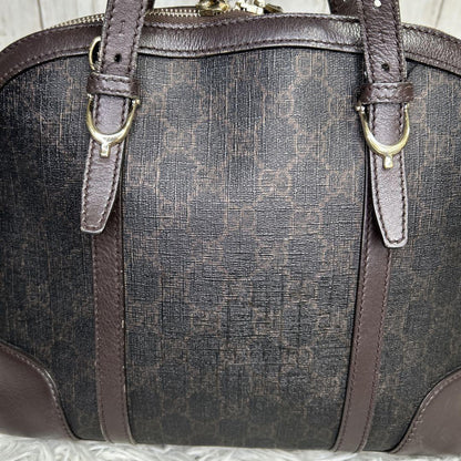 GUCCI Hand Bag Tote Purse GG Supreme Leather Brown Authentic