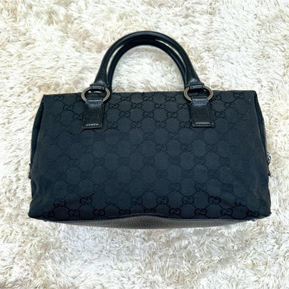 GUCCI Hand Bag Tote Purse Mini Boston Bag GG Canvas Black Authentic