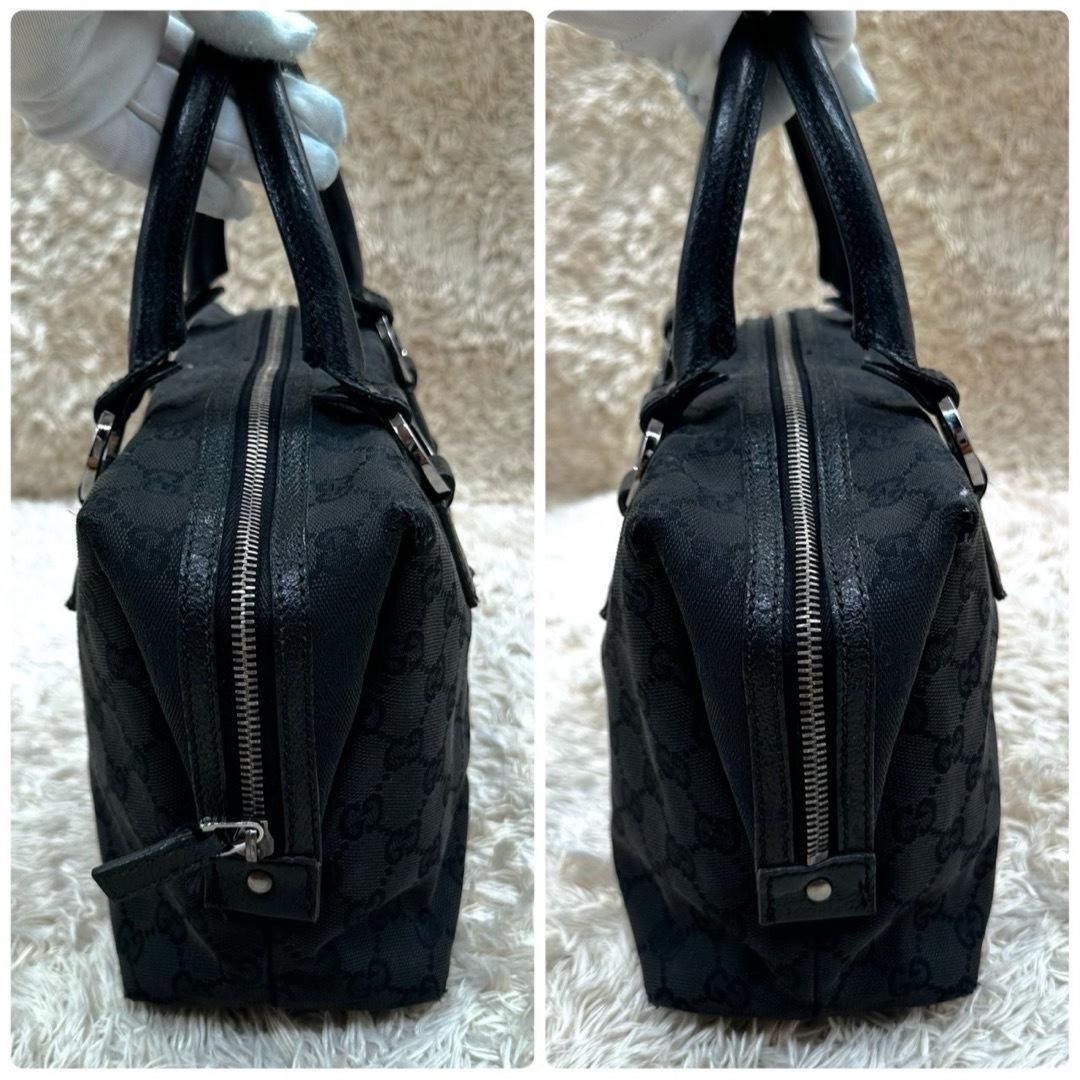 GUCCI Hand Bag Tote Purse Mini Boston Bag GG Canvas Black Authentic
