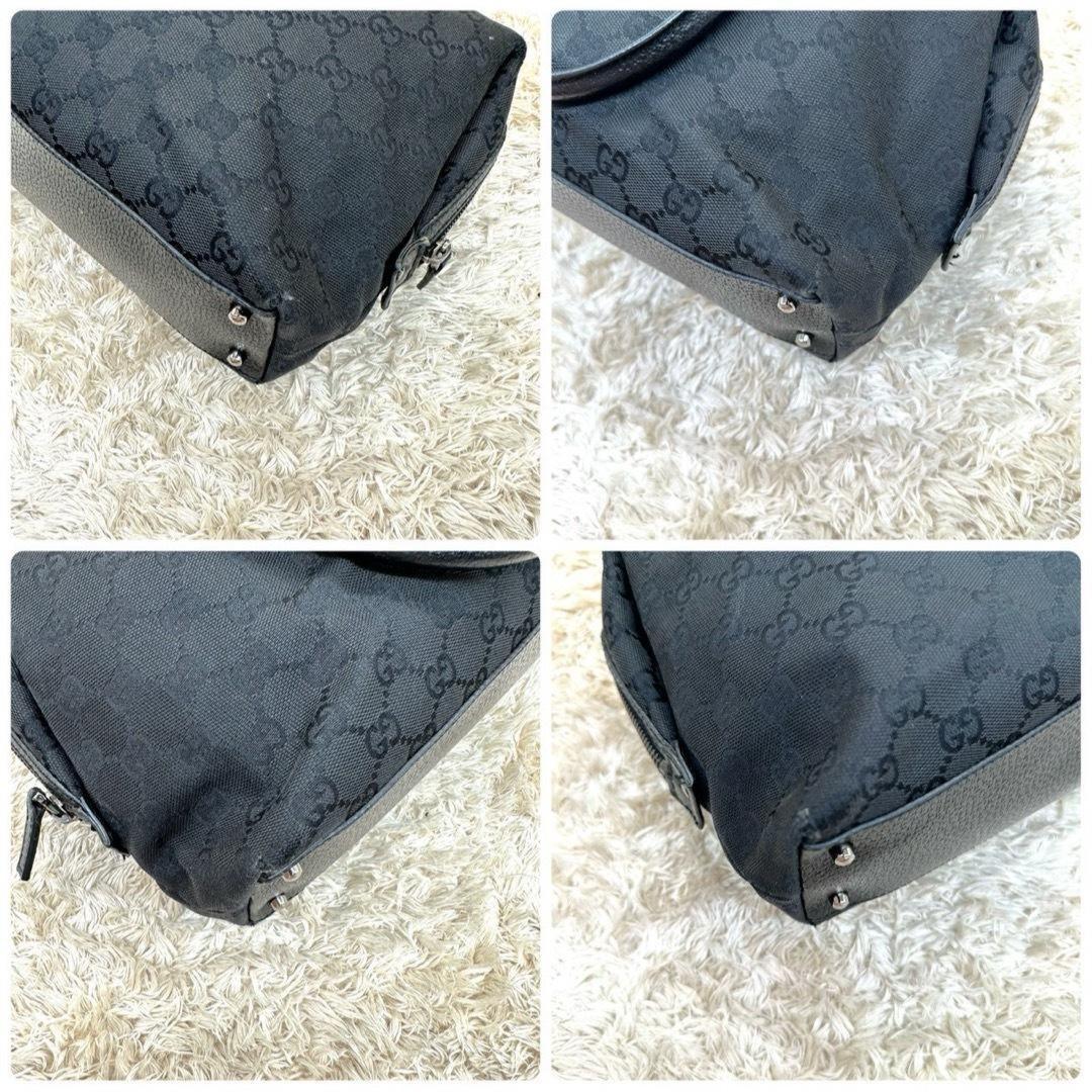 GUCCI Hand Bag Tote Purse Mini Boston Bag GG Canvas Black Authentic
