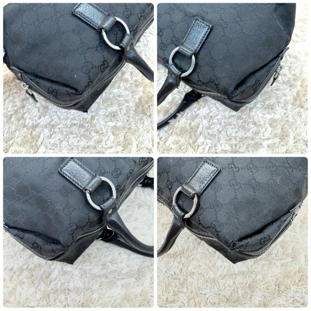 GUCCI Hand Bag Tote Purse Mini Boston Bag GG Canvas Black Authentic