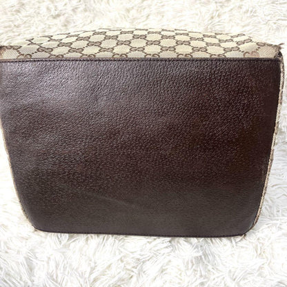 GUCCI Hand Bag Tote Purse Sherry Line GG Canvas Leather Brown Authentic