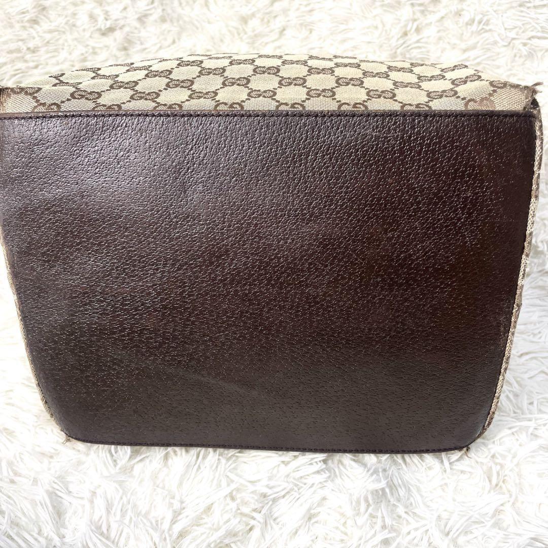 GUCCI Hand Bag Tote Purse Sherry Line GG Canvas Leather Brown Authentic