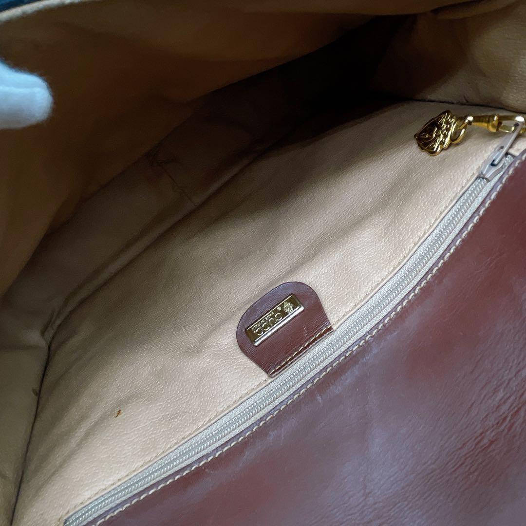 GUCCI Shoulder Bag Purse OLD GG Leather Brown Authentic