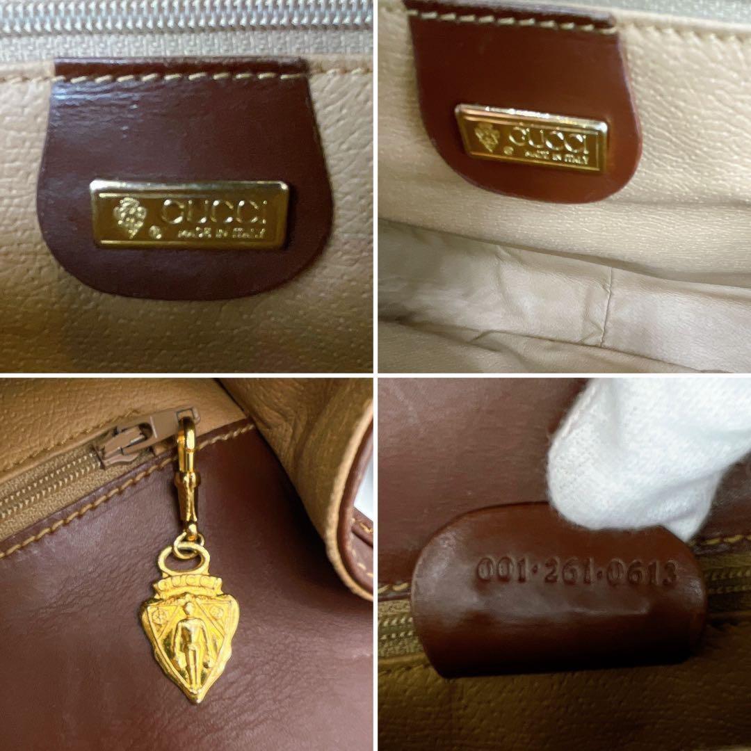 GUCCI Shoulder Bag Purse OLD GG Leather Brown Authentic