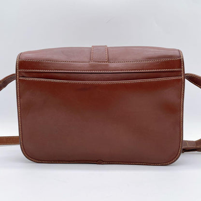 GUCCI Shoulder Bag Purse OLD GG Leather Brown Authentic