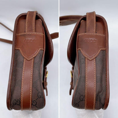 GUCCI Shoulder Bag Purse OLD GG Leather Brown Authentic