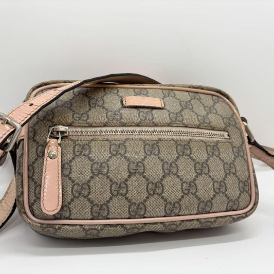 GUCCI Shoulder Bag Purse GG Leather PVC Pink Authentic