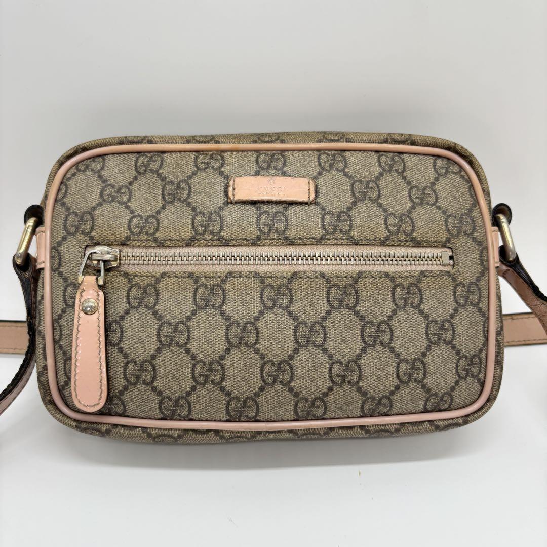 GUCCI Shoulder Bag Purse GG Leather PVC Pink Authentic