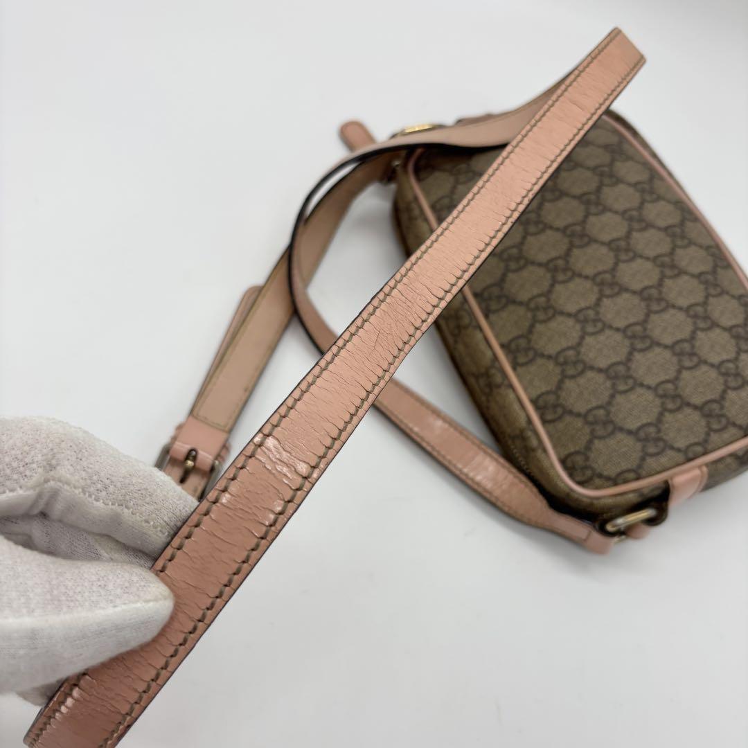 GUCCI Shoulder Bag Purse GG Leather PVC Pink Authentic