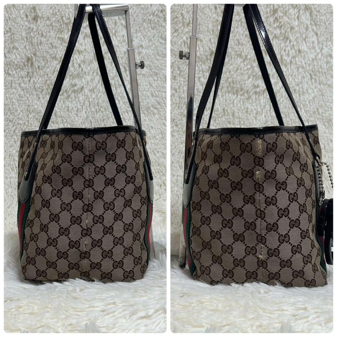 GUCCI Hand Bag Tote Purse Sherry Line GG Canvas Beige Brown Authentic