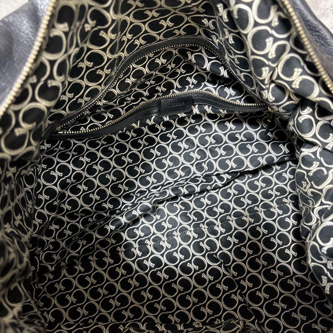 GUCCI Boston Bag Hand Tote Purse Leather Black Authentic