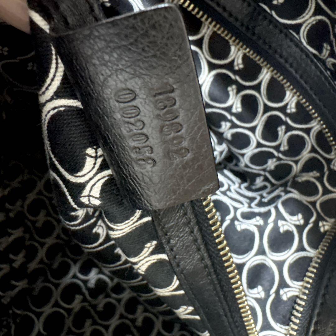 GUCCI Boston Bag Hand Tote Purse Leather Black Authentic
