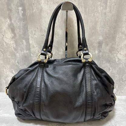 GUCCI Boston Bag Hand Tote Purse Leather Black Authentic