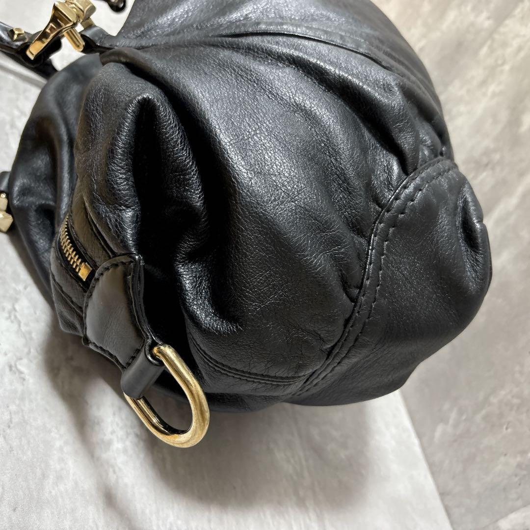 GUCCI Boston Bag Hand Tote Purse Leather Black Authentic