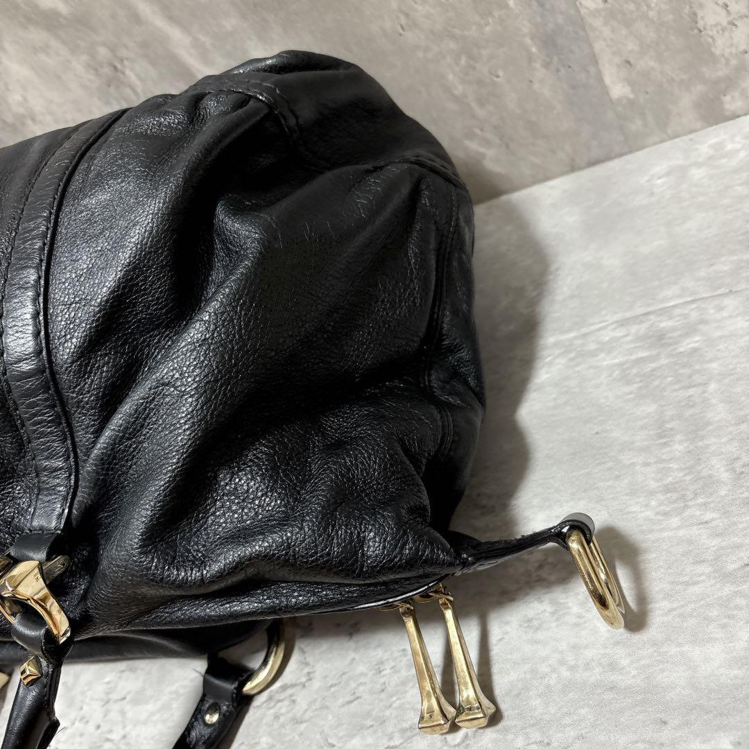 GUCCI Boston Bag Hand Tote Purse Leather Black Authentic