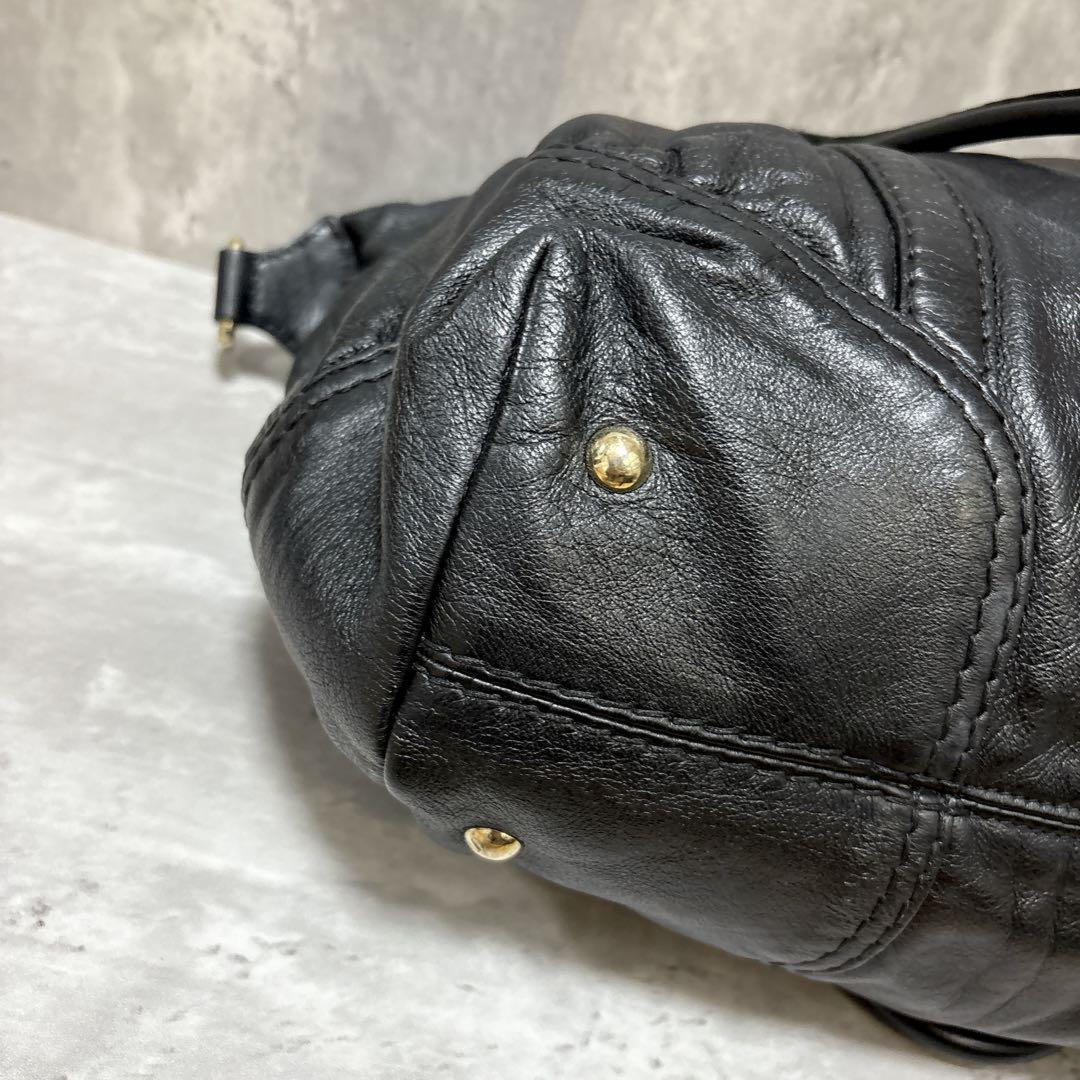 GUCCI Boston Bag Hand Tote Purse Leather Black Authentic