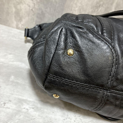 GUCCI Boston Bag Hand Tote Purse Leather Black Authentic
