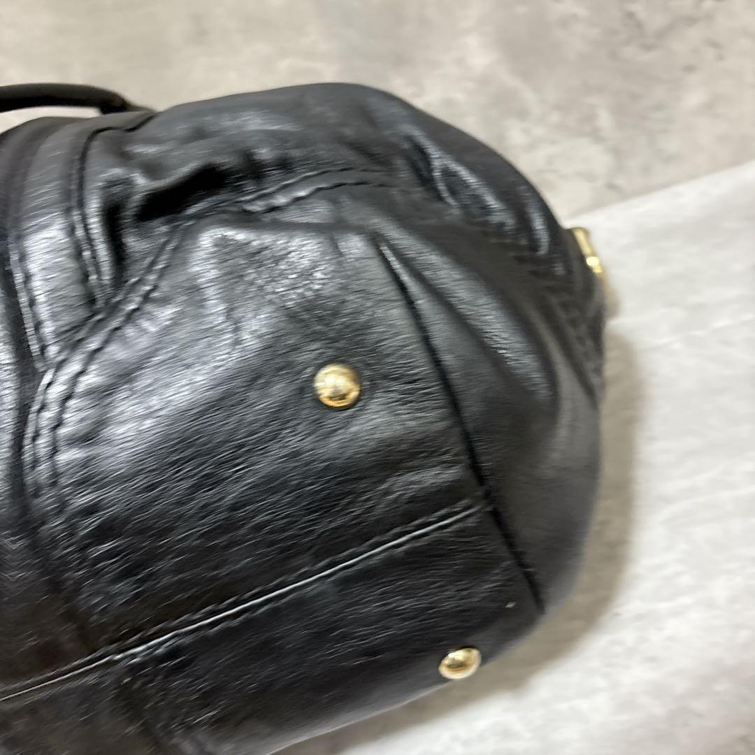 GUCCI Boston Bag Hand Tote Purse Leather Black Authentic